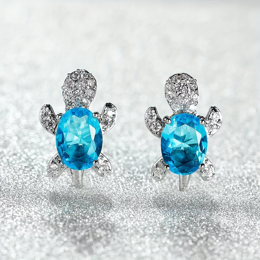 Turtle Zircon Stud Earrings for Women Girls