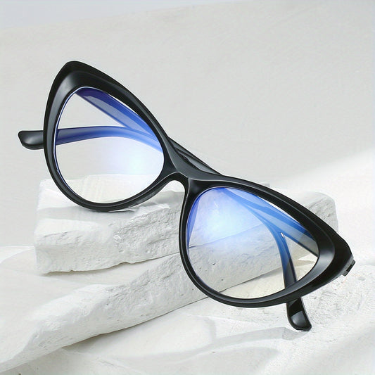 Cat Eye Clear Lens Glasses For Women - Triangle Anti Light Glasses
