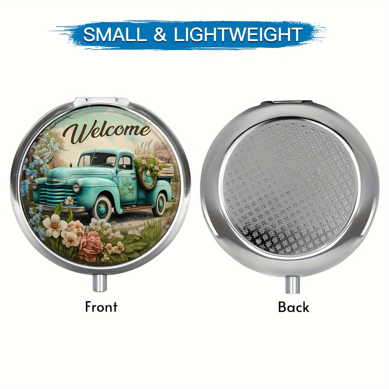 Vintage Car Pill Box Organizer for Purse and Pocket