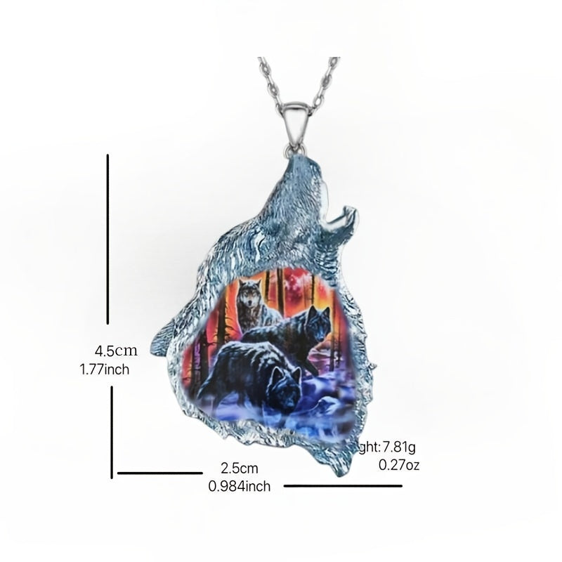 Girl's Wolf Pack Howling Pendant Necklace Dinner Jewelry