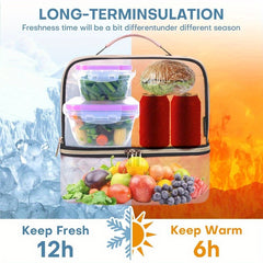 Pink Insulated Double Deck Cooler Lunch Bag for Women