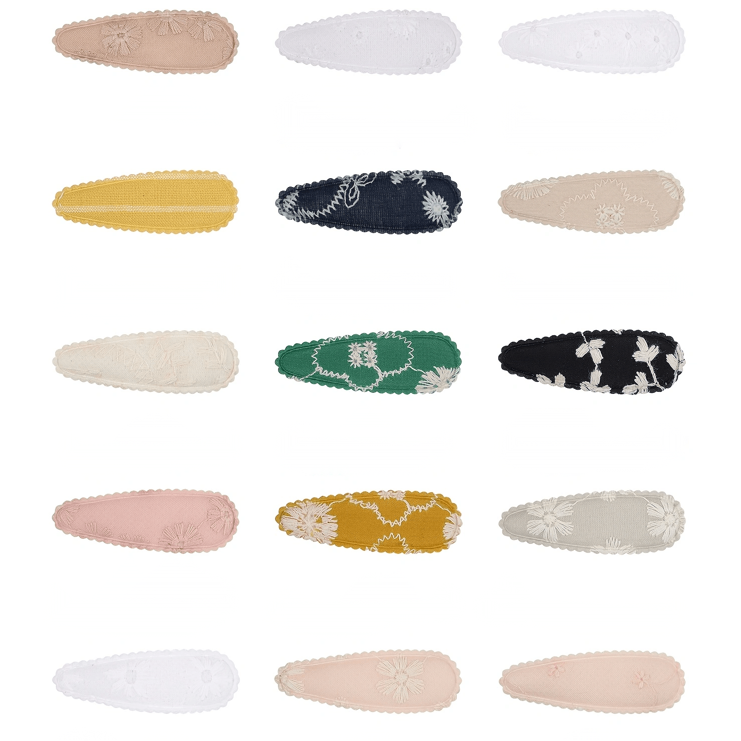 15pcs Embroidery Floral Hair Clip for Baby Girls