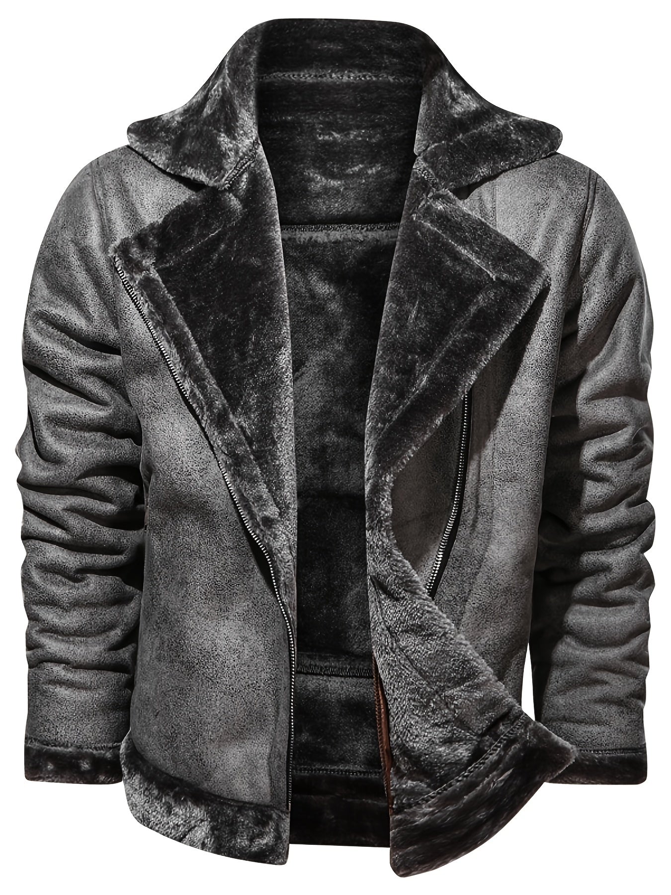 Men's Slim Suede Jacket with Fur