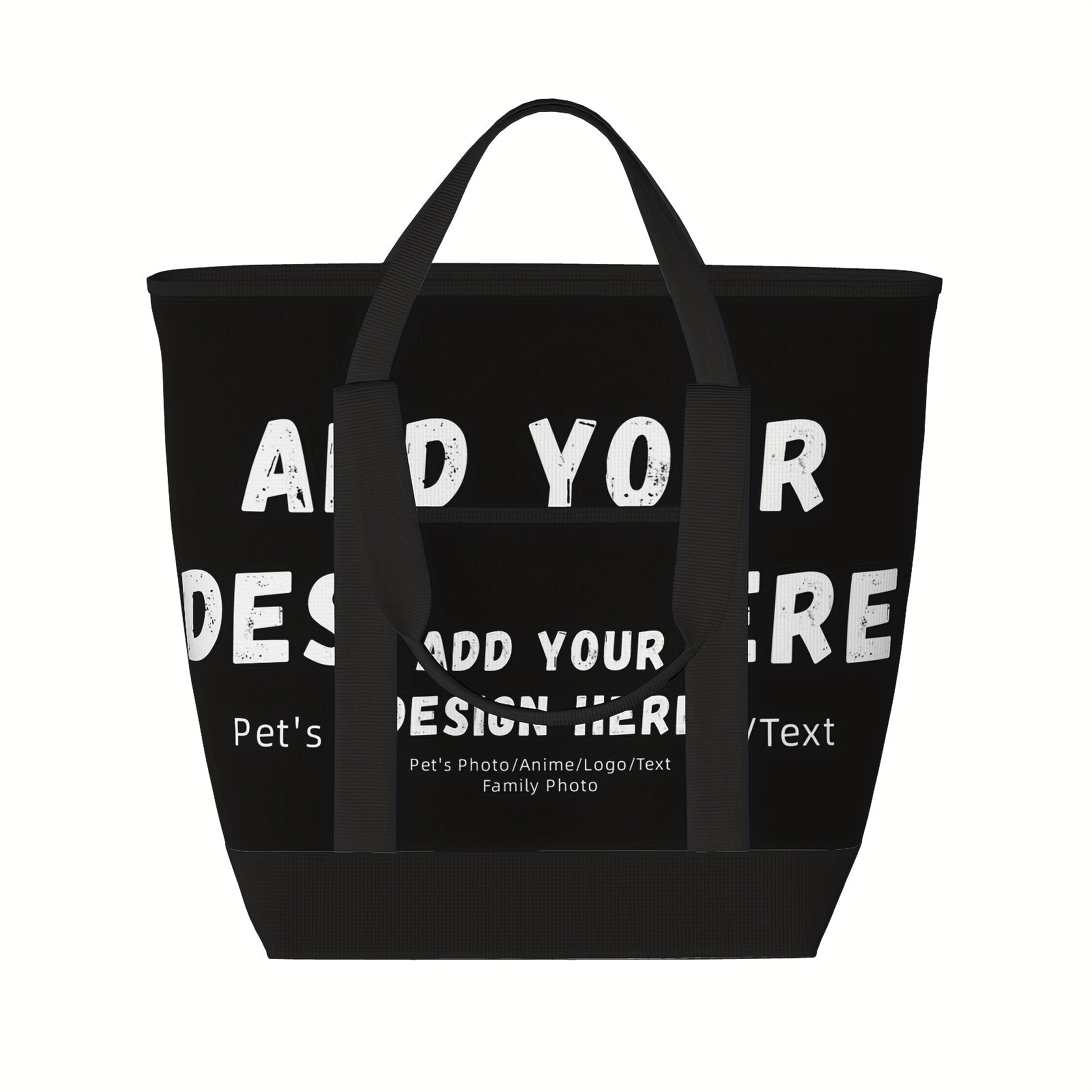 Large Capacity Insulated Lunch Bag, Zipper Polyester Square Lunch Tote