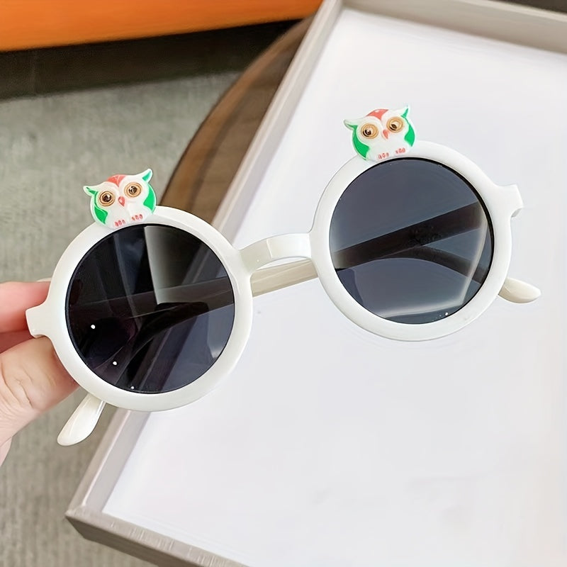 Youth Owl Round Frame Sunglasses Sun Protection Decorative Accessory