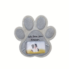 Paw Shaped Pet Memorial Stone with Photo Frame for Dogs or Cats