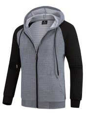 Men's Waffle Pattern Hooded Jacket
