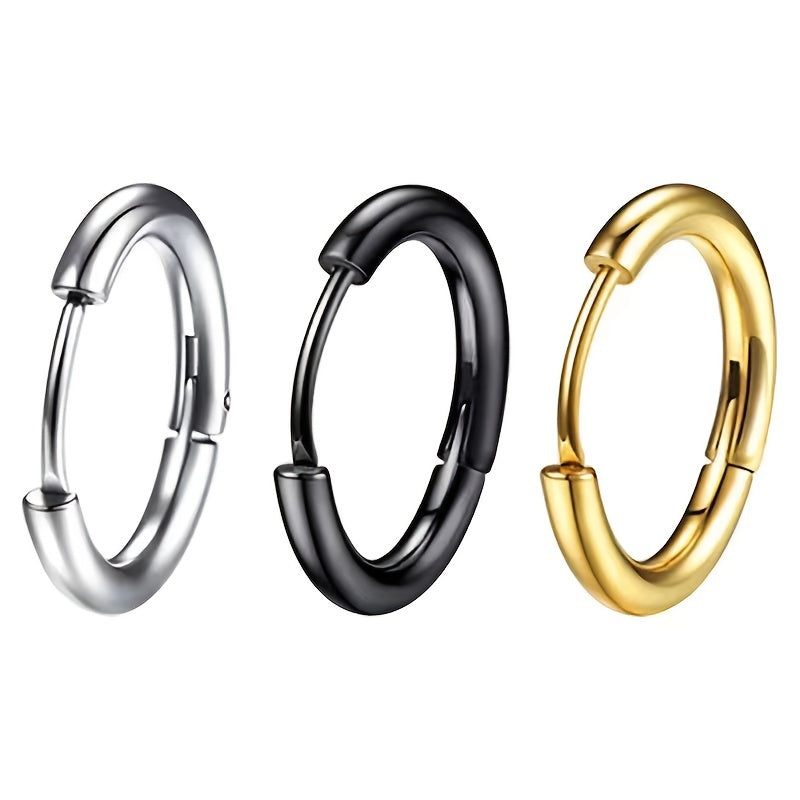 Titanium Steel Hoop Earrings Set for Men Women