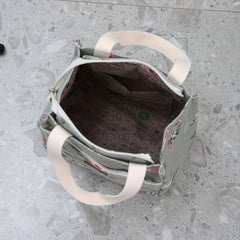 Vintage Floral Tote Bag with Zipper Closure and Front Pocket