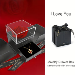 Rose Double Heart Pendant Necklace I Love You Jewelry Gift For Mom Wife