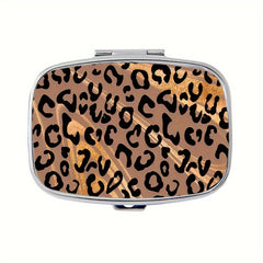 Leopard Print Pill Case 2 Compartment Medicine Organizer Portable Vitamin Box