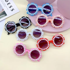 Y2K Flower Frame Faux Pearl Sunglasses UV Protective