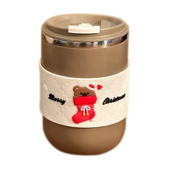 Stainless Steel Coffee Mug 500ml with Lid & Straw