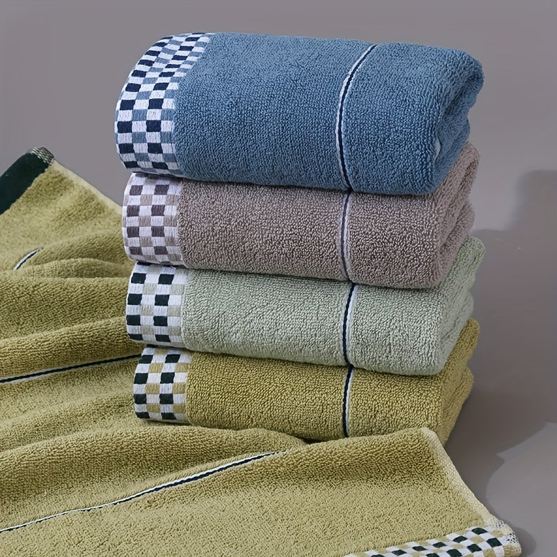 Absorbent Cotton Hand Towel Plaid Pattern Soft And Thickened