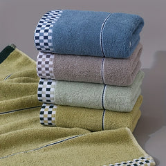 Absorbent Cotton Hand Towel Plaid Pattern Soft And Thickened