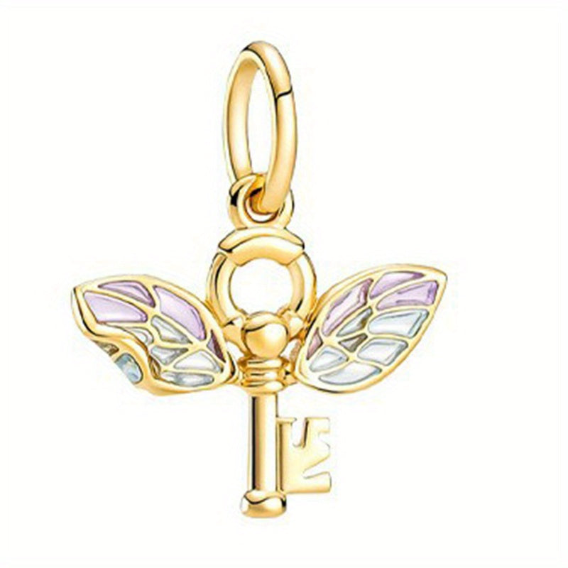 Star Galaxy Astronaut Beaded Bracelet with Angel Wings Charm