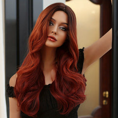 60 96 Cm Long Curly Ombre Blonde With Middle Parted Bangs Wigs For Women