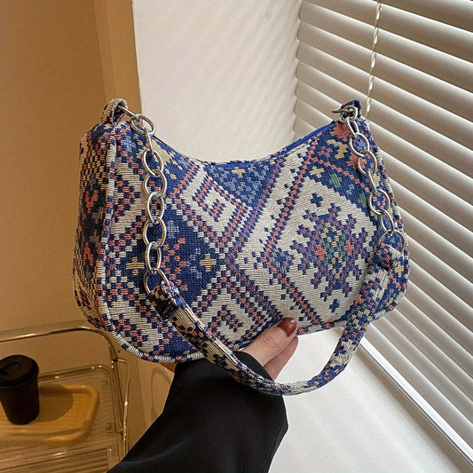 Vintage Ethnic Pattern Shoulderbag Zipper All Match Underarm Bag