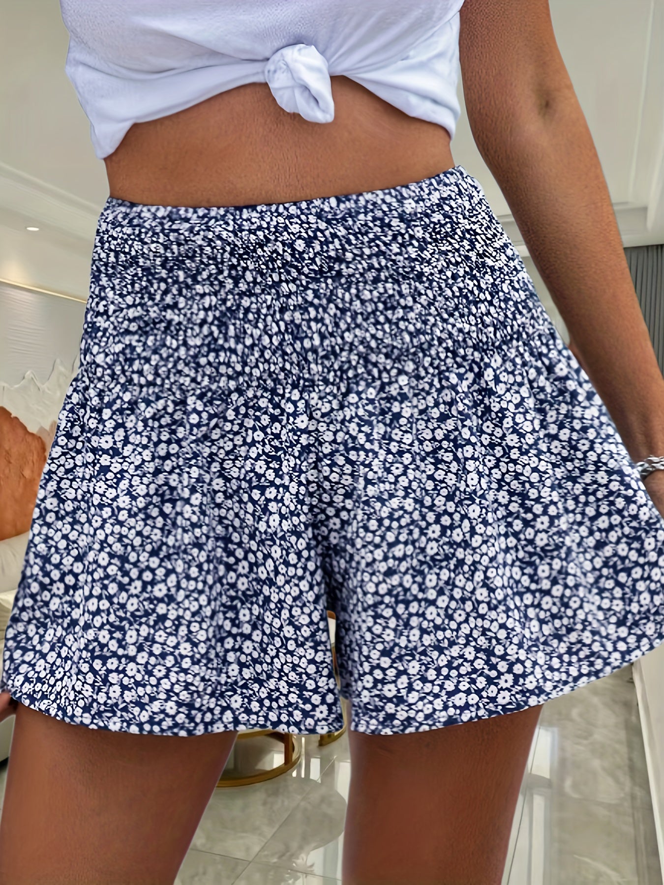 Floral Print Shorts Casual Summer Wide Leg Women's Clothing