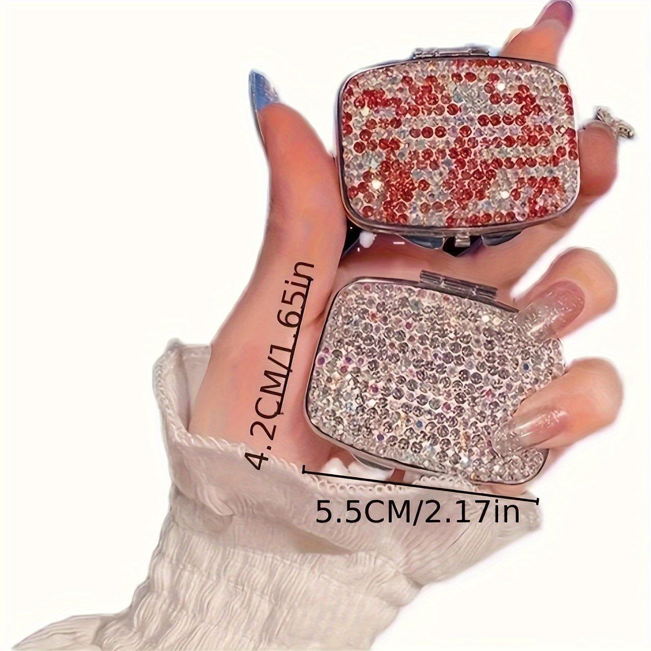 Pink Diamond Studded Mini Medicine Box Rhinestone Pill Storage