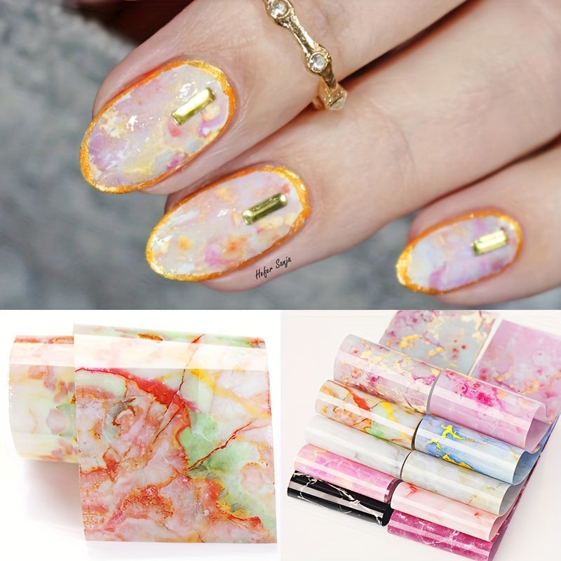 Marble Pattern Nail Foil Transfer Stickers - Nail Art Supplies