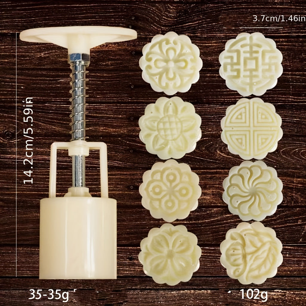Moon Cake Mold 25-50g With 4-8 Stamp DIY Hand Press Cookie Stamps