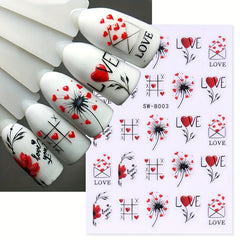 Valentine Nail Art Stickers With Heart Self Adhesive Nail Decals
