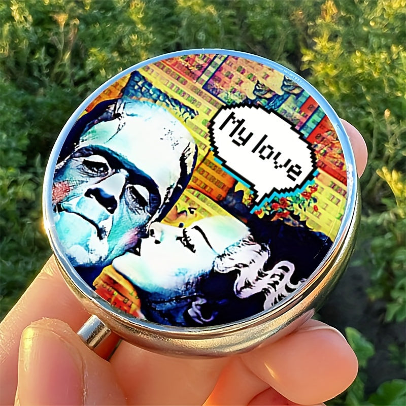 Mini Portable Pill Case with 3 Compartments Unique Horror Monster Love Design