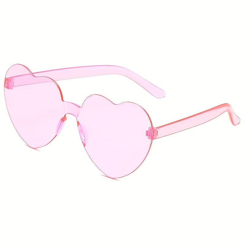 Clear Pink Heart Shape Sunglasses with Strap