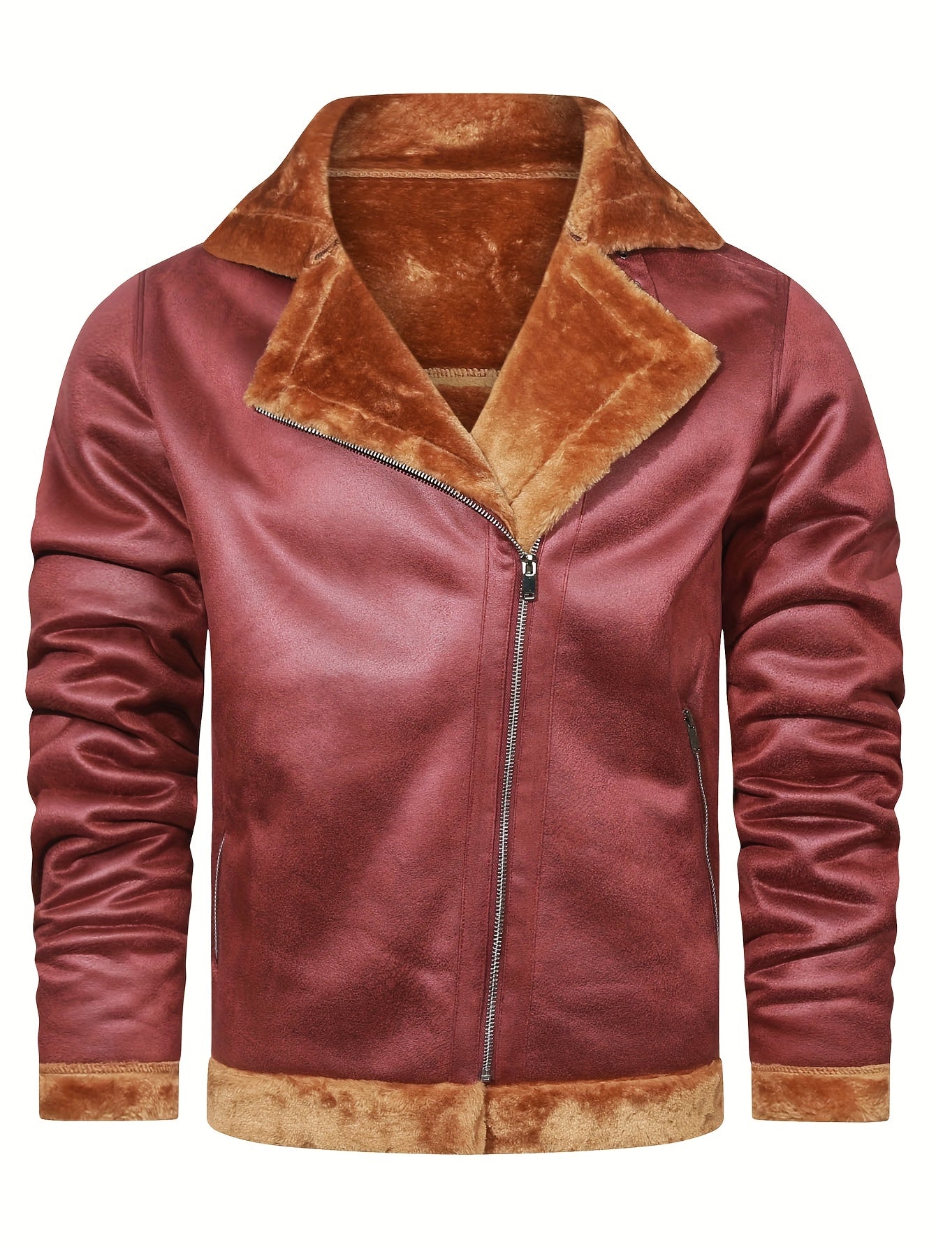 Men's Slim Suede Jacket with Fur