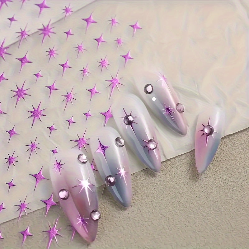 Geometric Star Nail Stickers 3D Self Adhesive Polypropylene Nail Art Space Theme