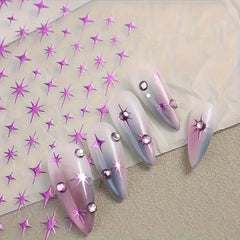 Geometric Star Nail Stickers 3D Self Adhesive Polypropylene Nail Art Space Theme