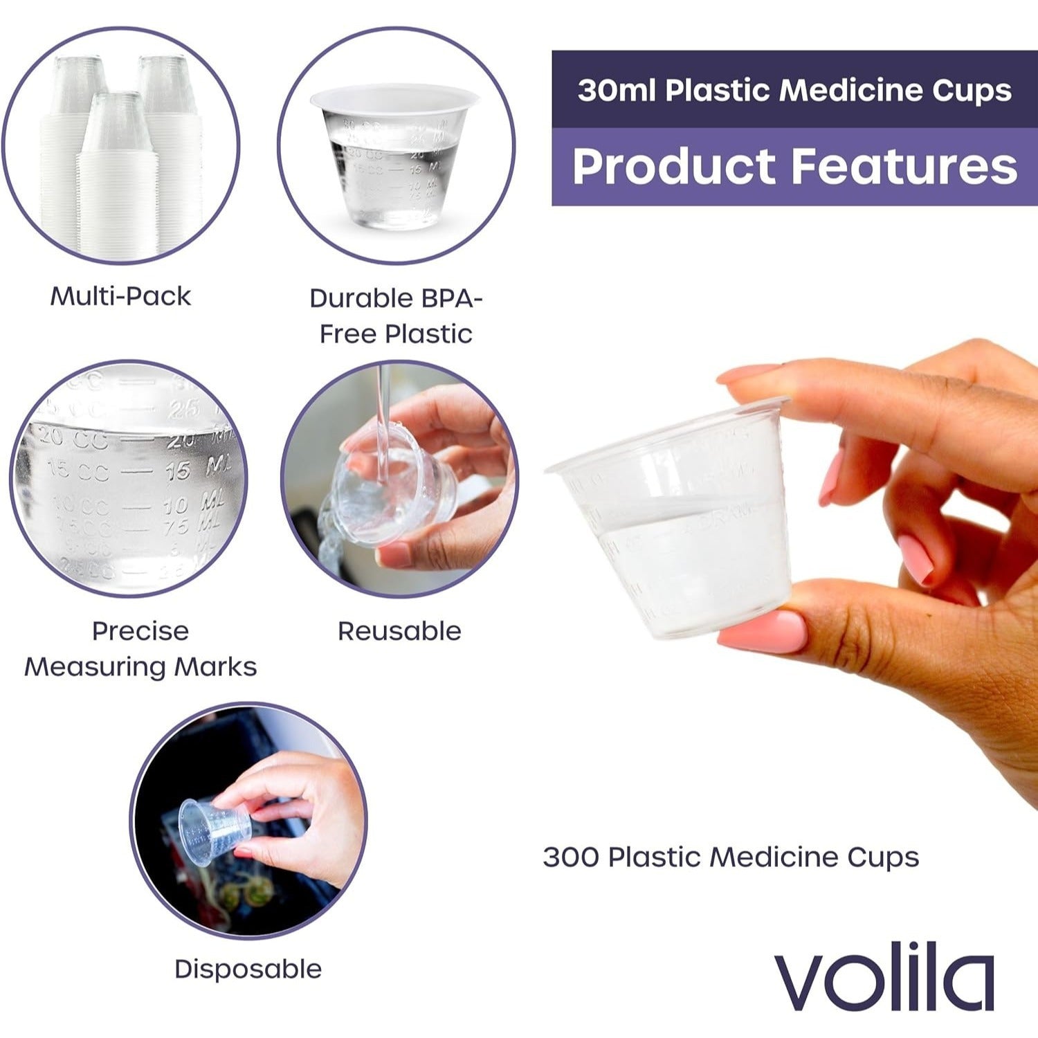 30ml Disposable Medicine Measuring Cups Translucent for Liquid Medication