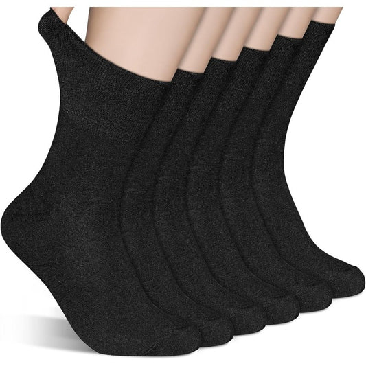 6 Pairs Diabetic Socks for Men & Women, Extra Roomy Toe Seams, Non Binding Top