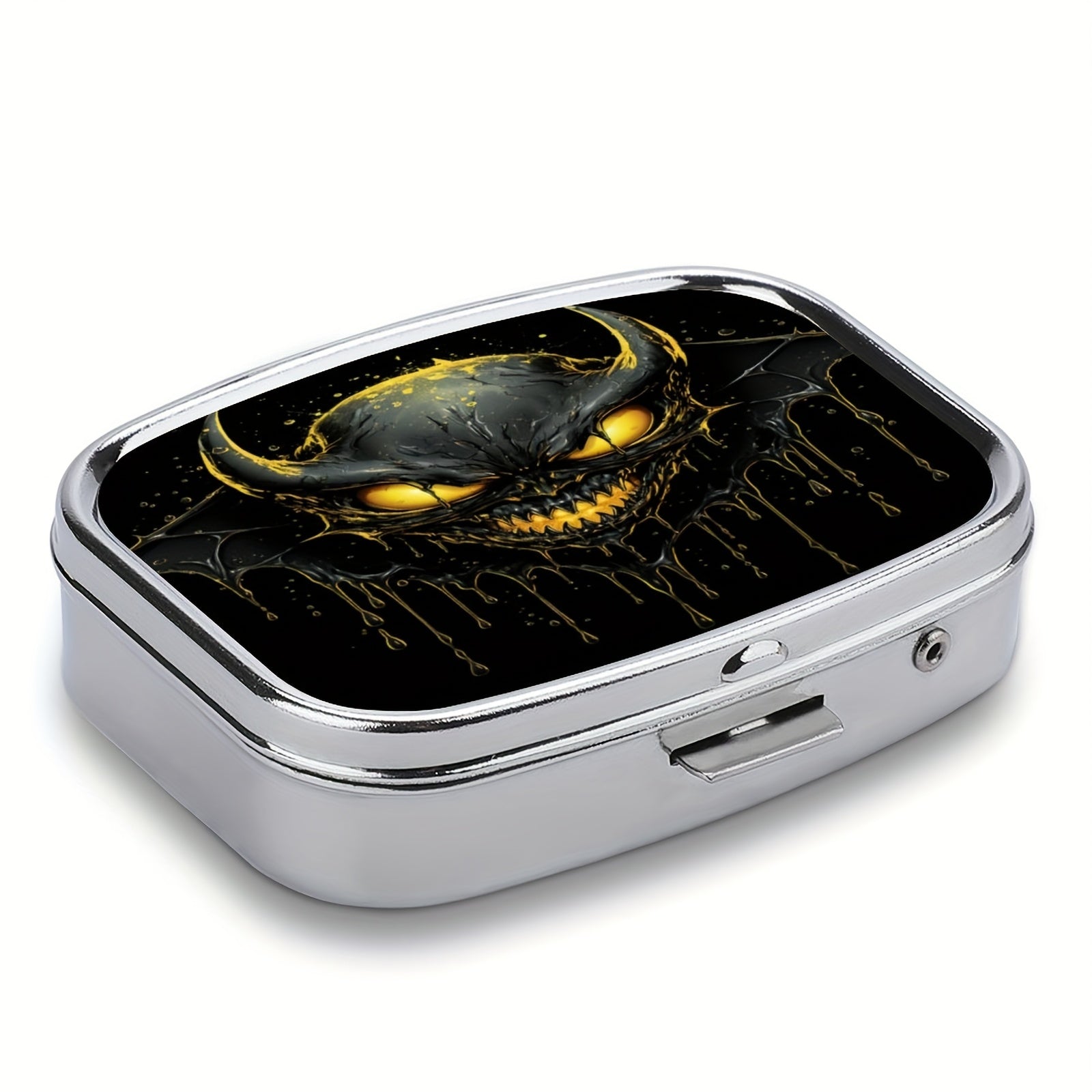 DUWOP2 1pc Medicine Box 2 compartment Decorative Metal Vitamin Organizer