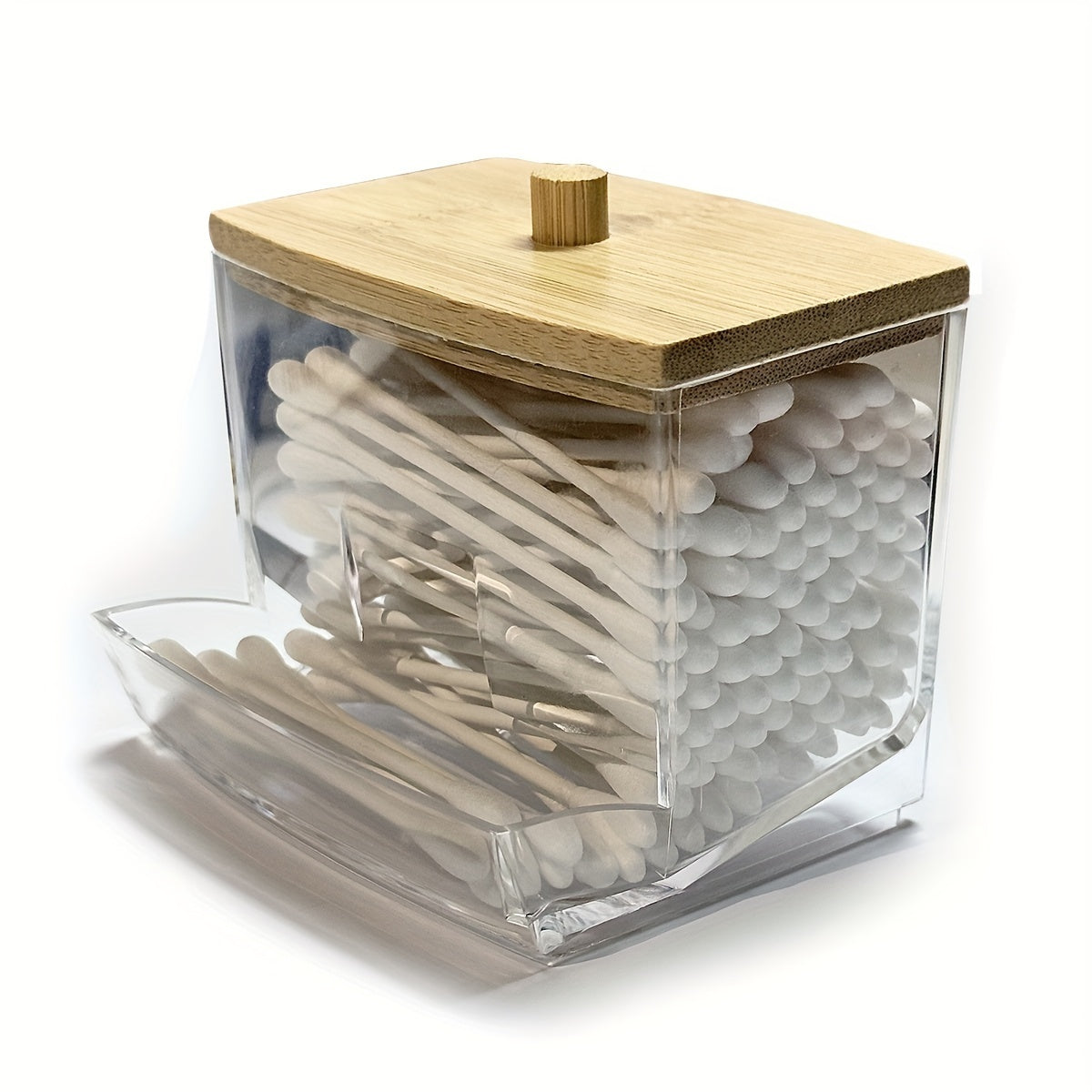 7 OZ Cotton Swab Holder Apothecary Jar With Wood Lids