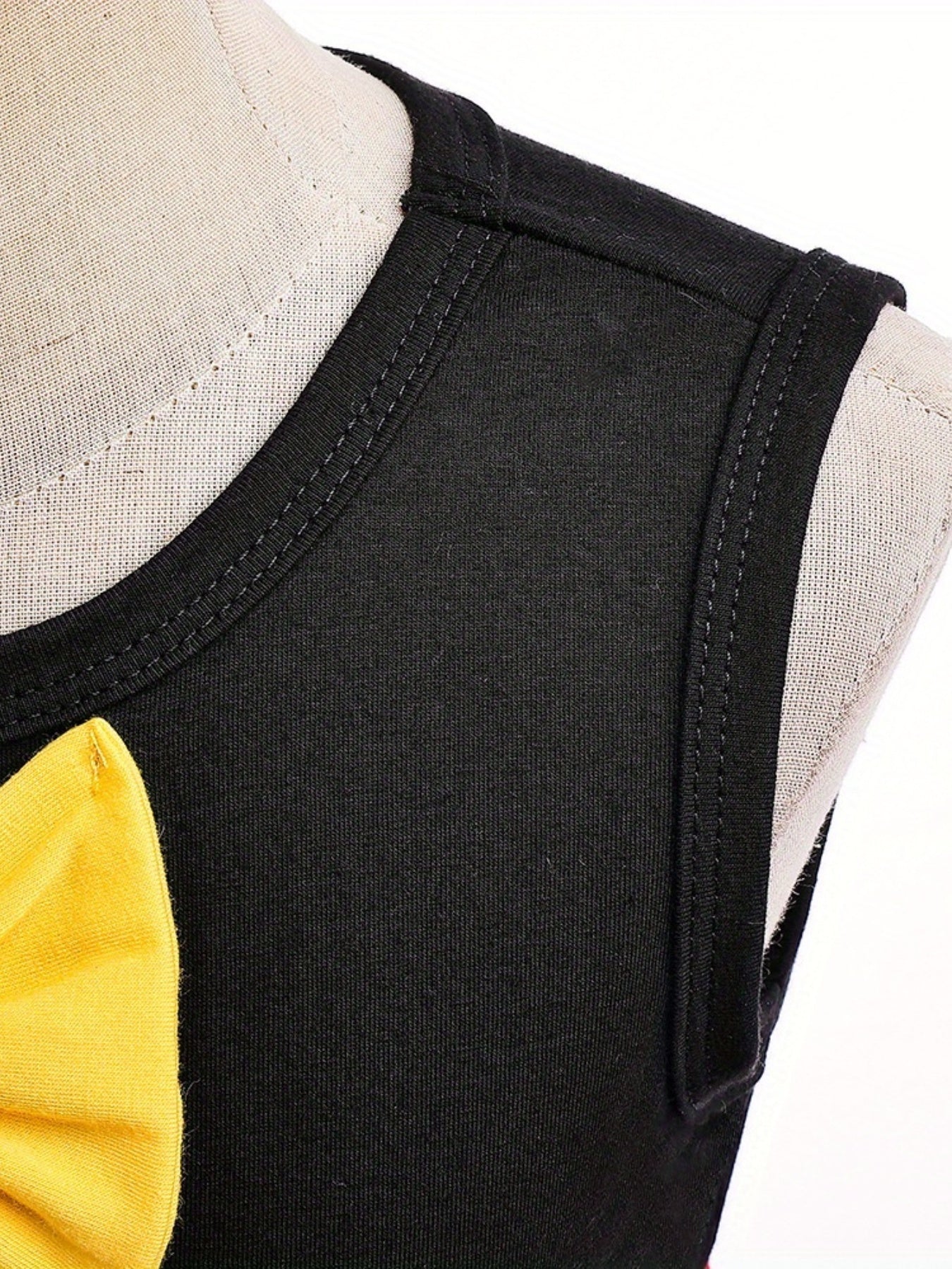 Girls Sleeveless Bow Crew Neck Button Cotton Princess Dress