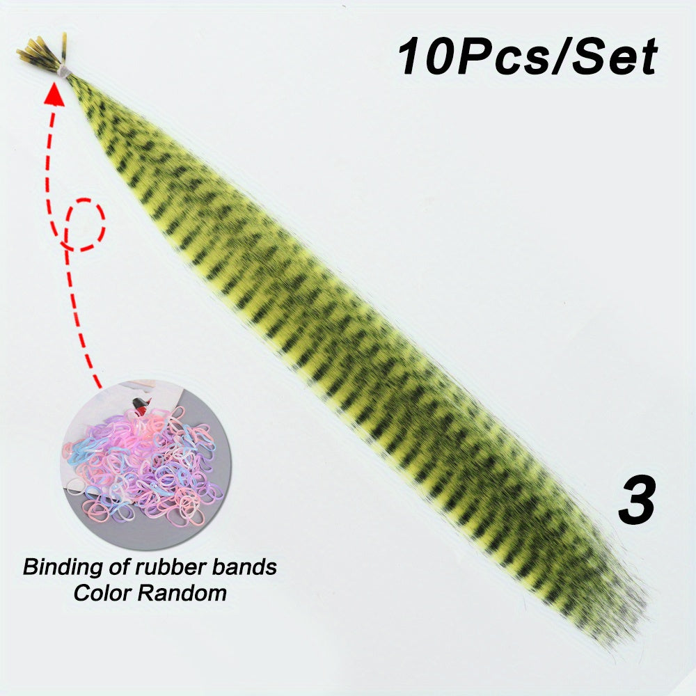 Colorful Feather Hair Extension 10 Pack Set High Temperature Fiber