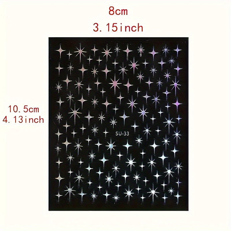 Geometric Star Nail Stickers 3D Self Adhesive Polypropylene Nail Art Space Theme