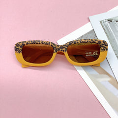 Vintage Leopard Print Square Frame UV Sunglasses