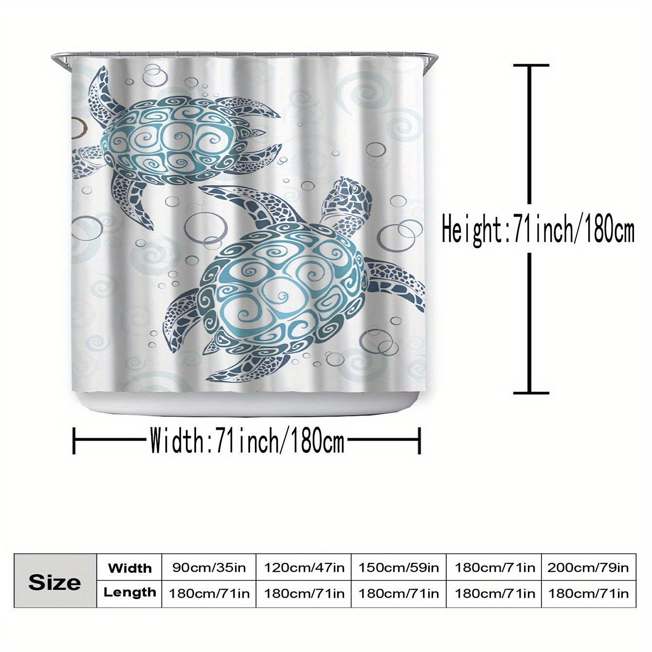 Waterproof Sea Turtle Shower Curtain - Bathroom Decor