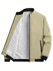 Men's Casual Zipper Pockets Stand Collar Jacket Coat