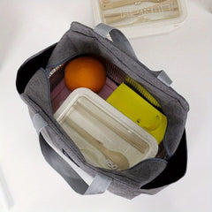 Insulated Tote Bag Portable Cooler Gray Fabric Zipper Closure Carry Handles