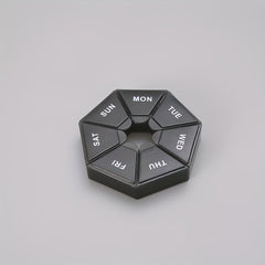 7 Compartment Rainbow Pill Box Weekly Storage Portable Round Container