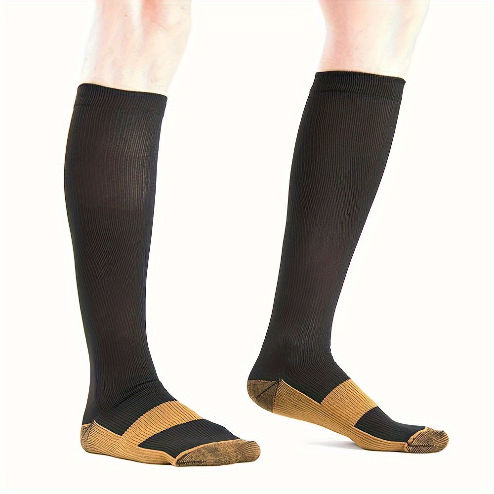 5 Pairs Copper Compression Socks 20-30mmHg Graduated Pressure Striped Pattern