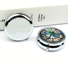 Glass Dragonfly Pill Box 3 Compartment Medicine Organizer