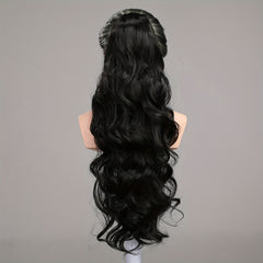 Long Wavy Ponytail Extensions Synthetic Clip In Hair Natural Look