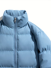 Men's Classic Hooded Jacket Zip Up Padded Coat for Fall Winter