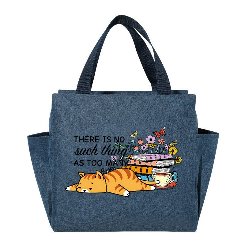 Tired Cat Insulated Lunch Bag Oxford Cloth Cooler Box Portable Food Stor