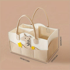 Cute Animal Felt Diaper Storage Bag for Diapers and Wipes